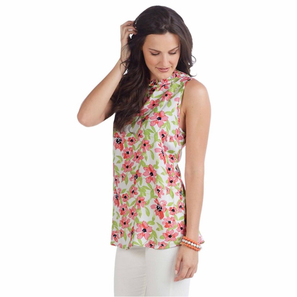 CALLIE PINK FLORAL RUFFLE TANK/NWT/Small - Picture 1 of 15